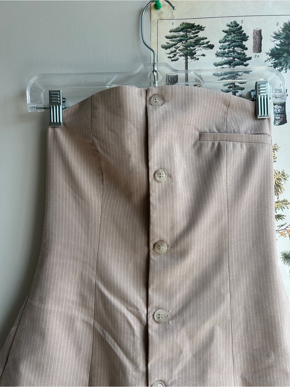 Zara  Pleated Strapless Skirt Dress Pinstriped Small - Picture 3 of 5